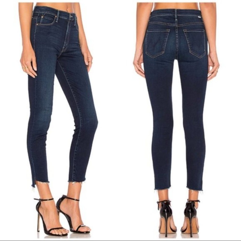 MOTHER High Rise Skinny Jeans in Dark Indigo